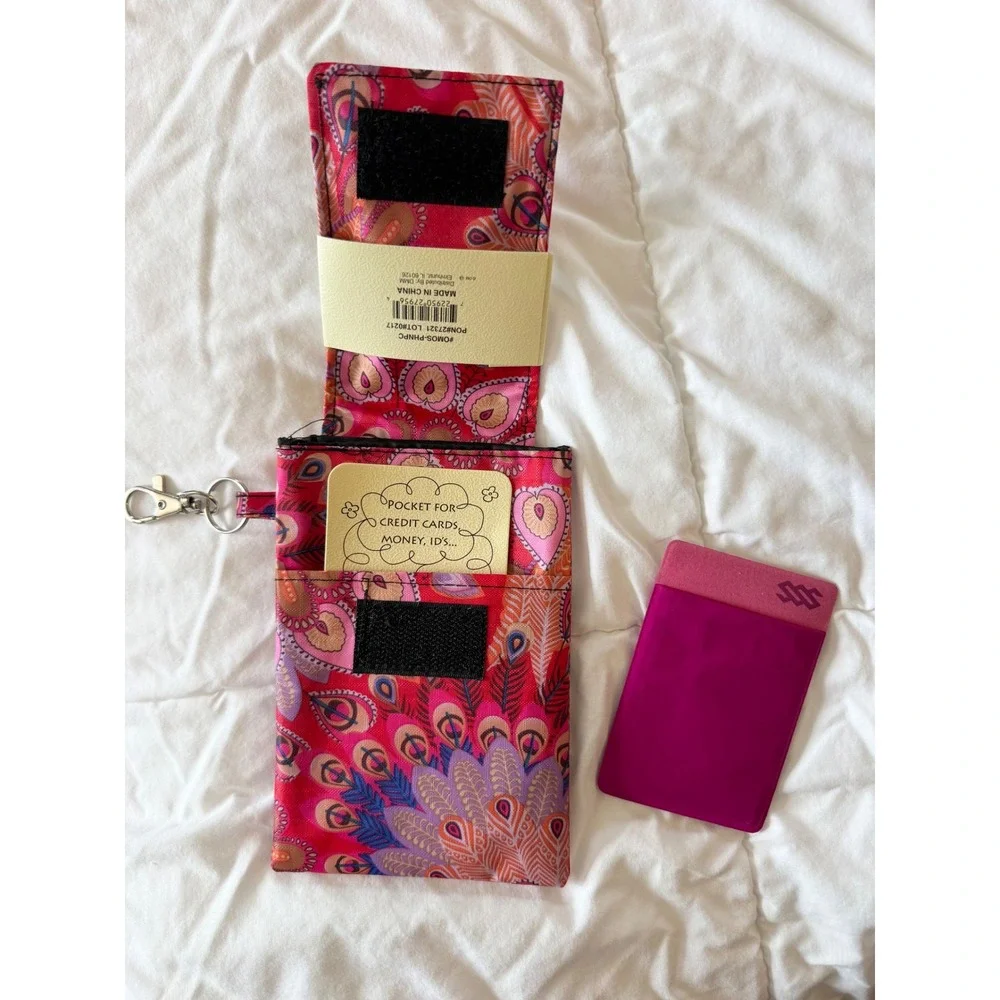 Olivia Moss Peacock Parade Cell Phone Caddy with RFID ScanSafe Sleeve Pink New
